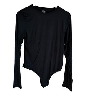 Seasum Bodysuit Long‎ Sleeve Top Shirt Stretchy Black Bodysuit 2XL